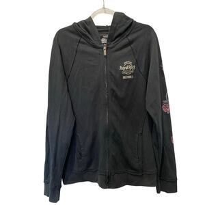 Hard Rock Hotel & Casino Hollywood FL Women's Zip Up Black Hoodie Sz L